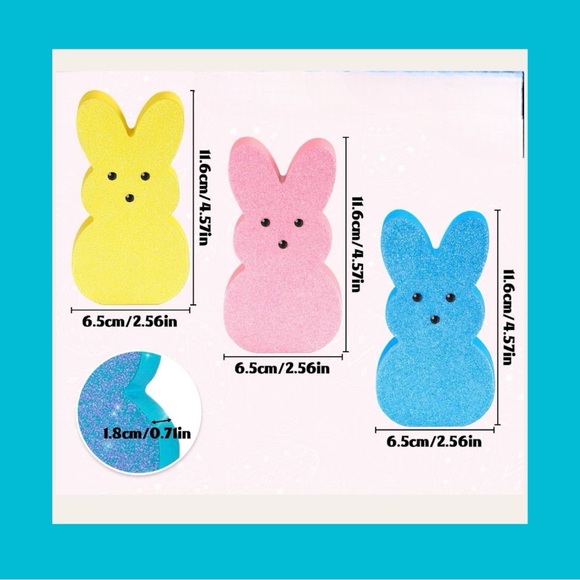 PEEP STYLE EASTER BUNNIES! 3D WOOD, GLITTERY, COLORFUL PEEP BUNNY DECOR! - Picture 5 of 16